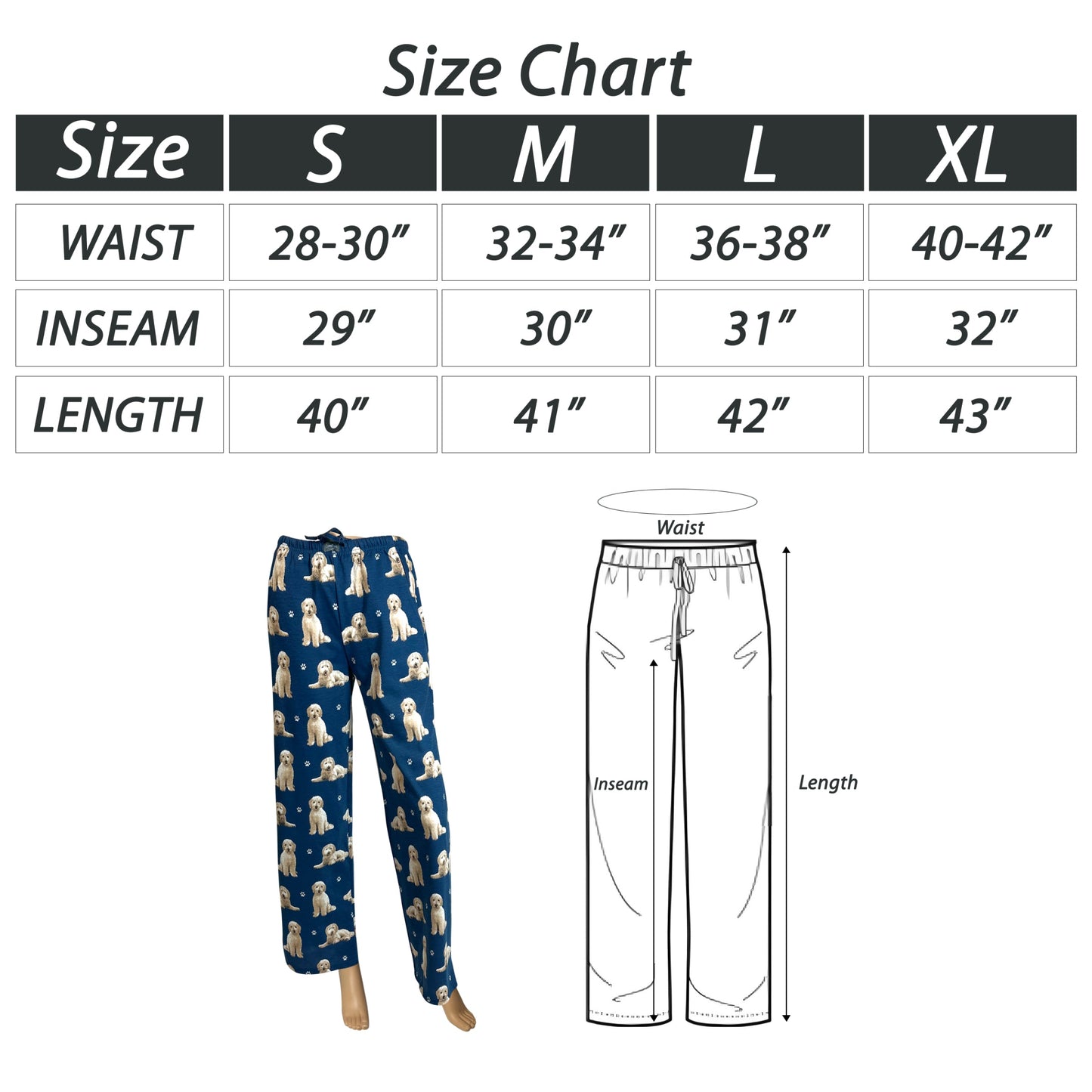 Goldendoodle Pajama Bottoms - Unisex Cotton Blend PJs
