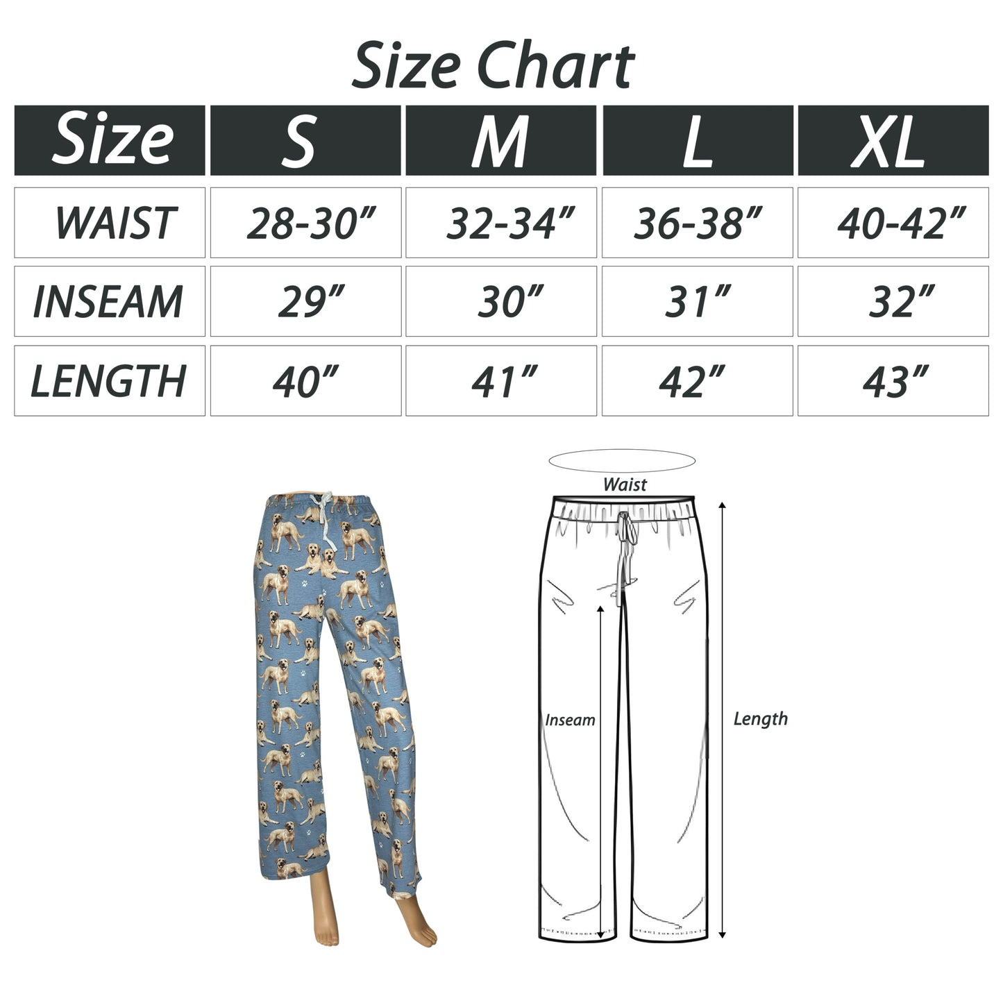 Labrador Yellow Pajama Bottoms - Unisex Cotton Blend PJs