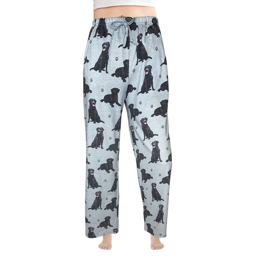 Labrador Black Pajama Bottoms - Unisex Cotton Blend PJs