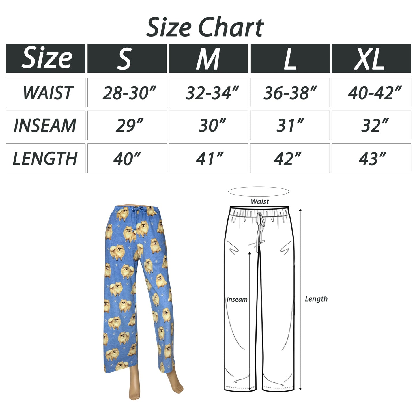 Pomeranian Pajama Bottoms - Unisex Cotton Blend PJs