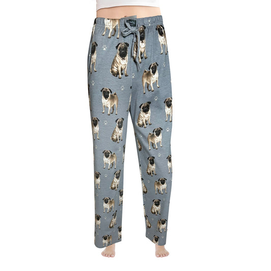 Pug Pajama Bottoms - Unisex Cotton Blend PJs
