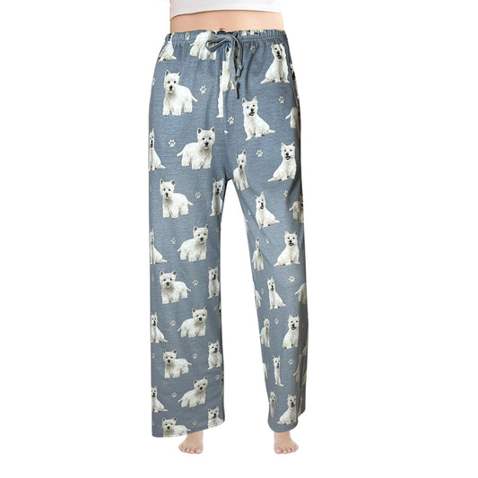 Westie Pajama Bottoms - Unisex Cotton Blend PJs