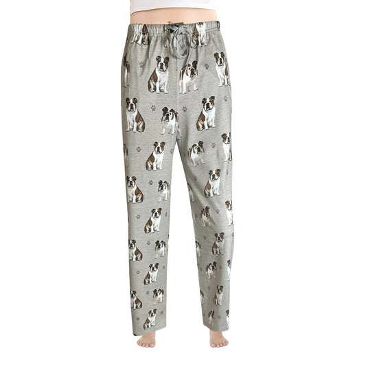 Bulldog Pajama Bottoms - Unisex Cotton Blend PJs