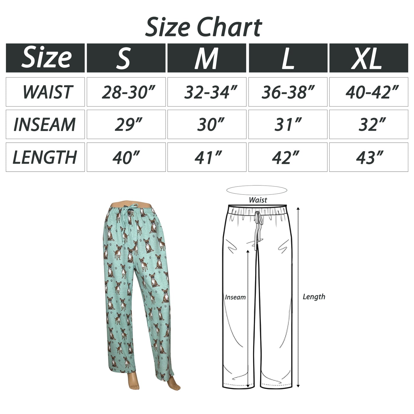 Chihuahua Pajama Bottoms - Unisex Cotton Blend PJs
