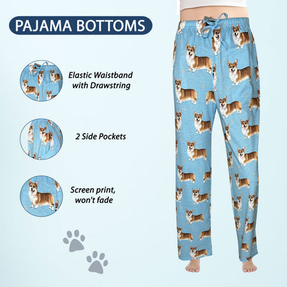 Welsh Corgi Pajama Bottoms - Unisex Cotton Blend PJs