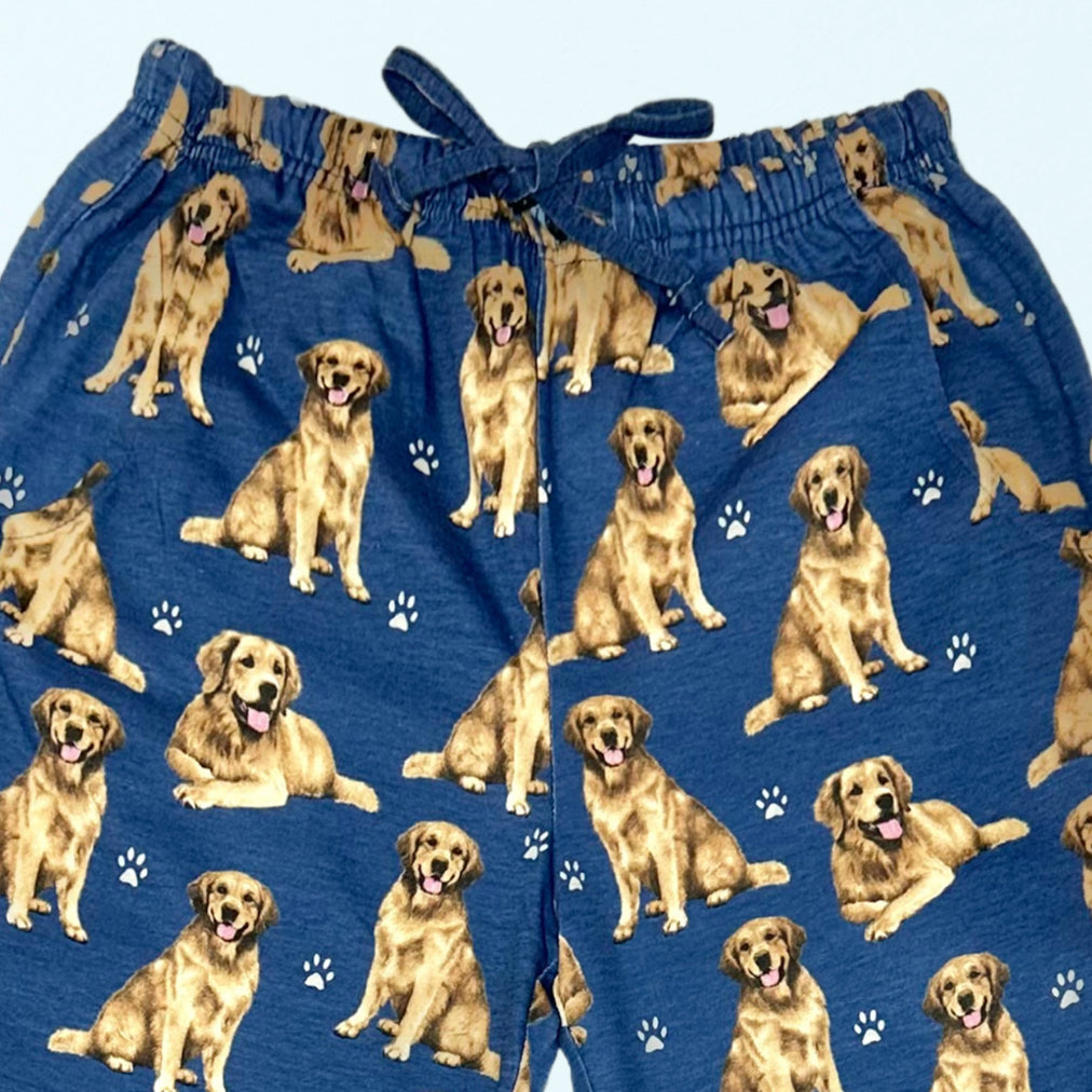Golden Retriever Pajama Bottoms - Unisex Cotton Blend PJs