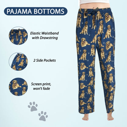 Golden Retriever Pajama Bottoms - Unisex Cotton Blend PJs