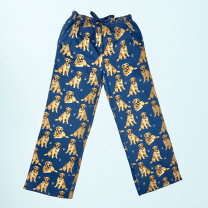 Golden Retriever Pajama Bottoms - Unisex Cotton Blend PJs