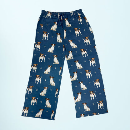 Jack Russell Pajama Bottoms - Unisex Cotton Blend PJs