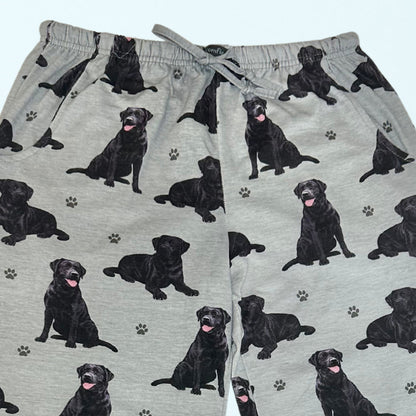 Labrador Black Pajama Bottoms - Unisex Cotton Blend PJs