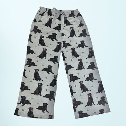 Labrador Black Pajama Bottoms - Unisex Cotton Blend PJs
