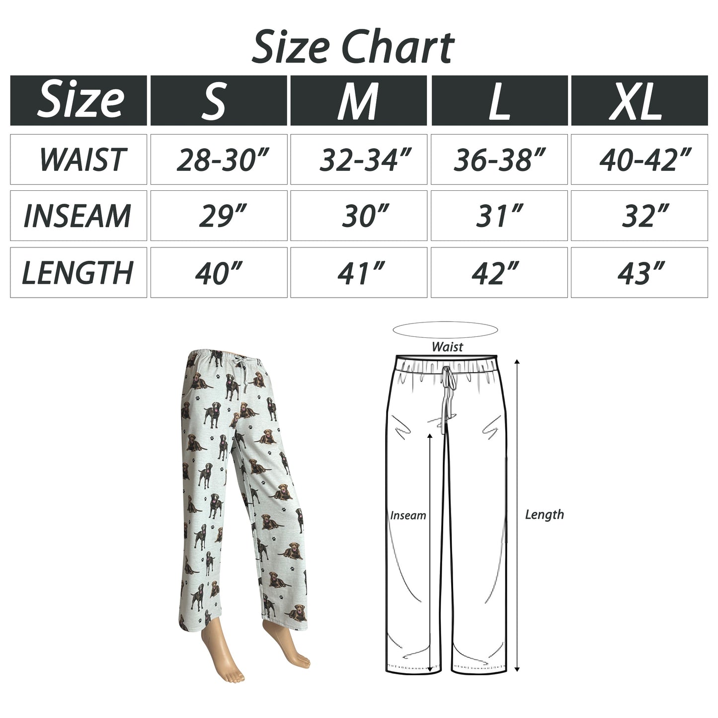 Labrador Chocolate Pajama Bottoms - Unisex Cotton Blend PJs