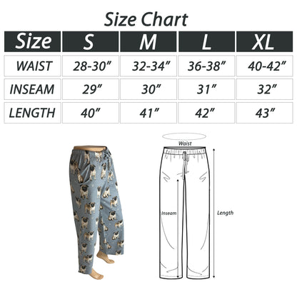 Pug Pajama Bottoms - Unisex Cotton Blend PJs