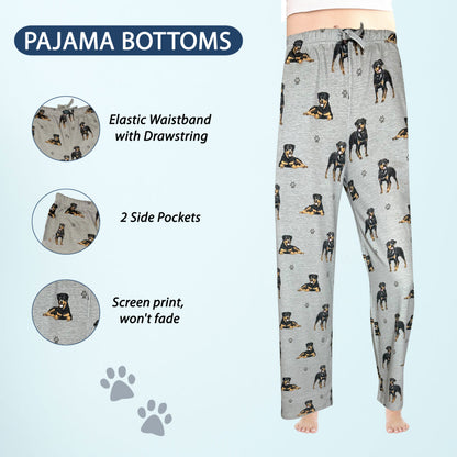 Rottweiler Pajama Bottoms - Unisex Cotton Blend PJs