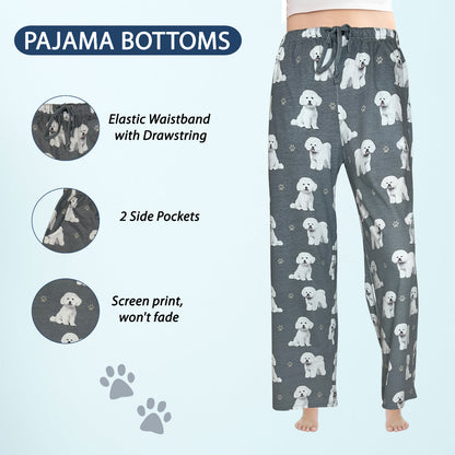 Bichon Frise Pajama Bottoms - Unisex Cotton Blend PJs