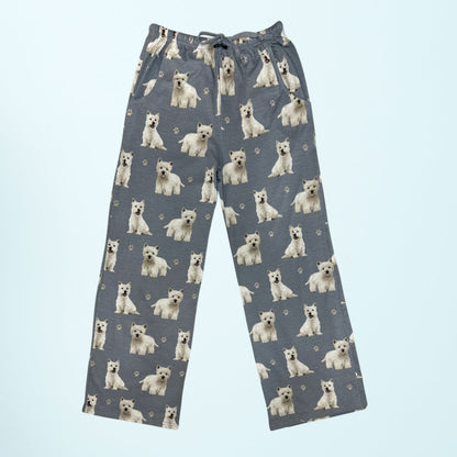 Westie Pajama Bottoms - Unisex Cotton Blend PJs
