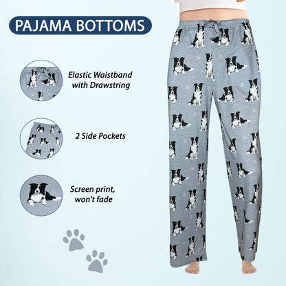 Border Collie Pajama Bottoms - Unisex Cotton Blend PJs