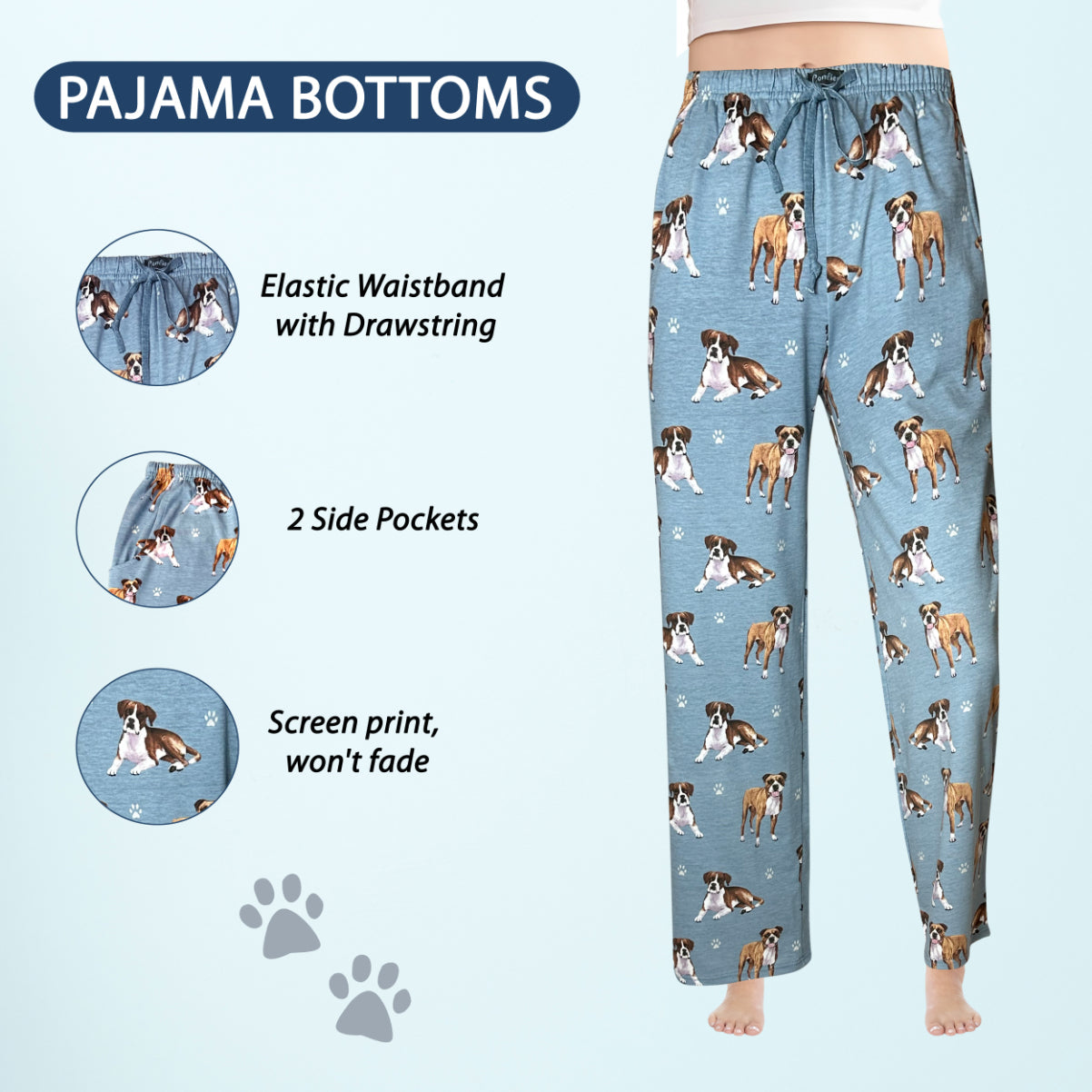 Boxer Pajama Bottoms - Unisex Cotton Blend PJs