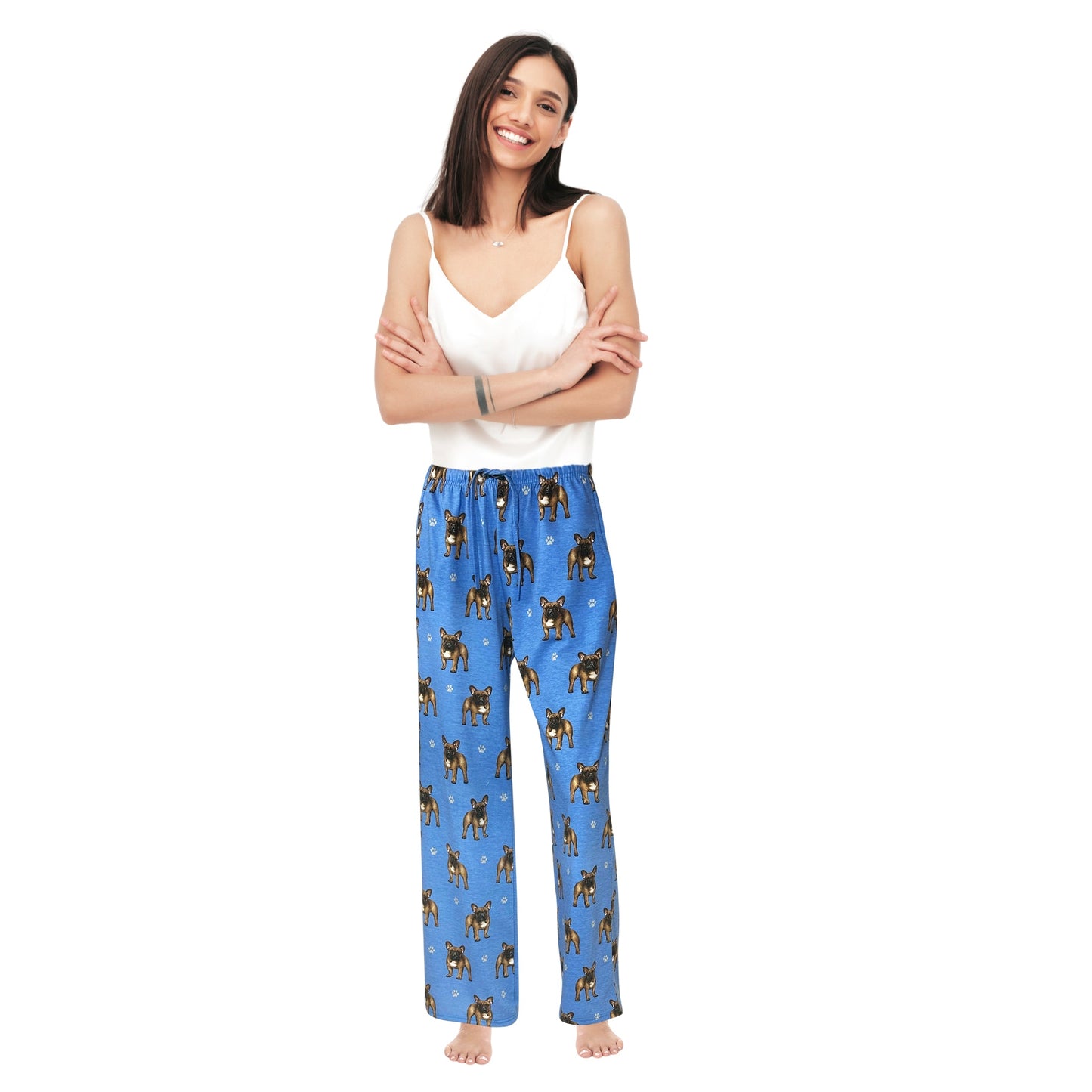 French Bulldog Pajama Bottoms - Unisex Cotton Blend PJs