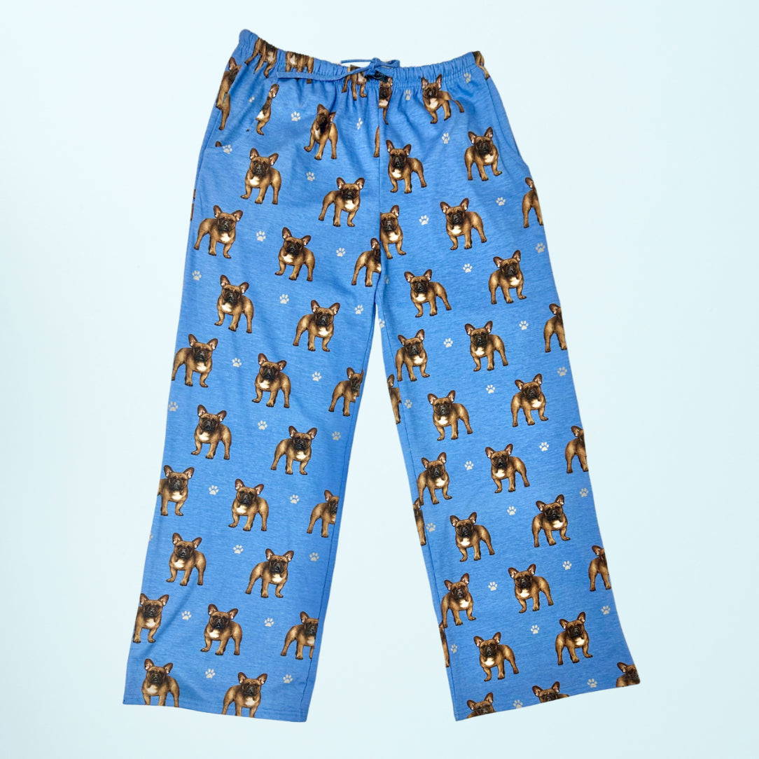 French Bulldog Pajama Bottoms - Unisex Cotton Blend PJs