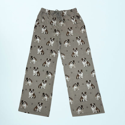 Bulldog Pajama Bottoms - Unisex Cotton Blend PJs