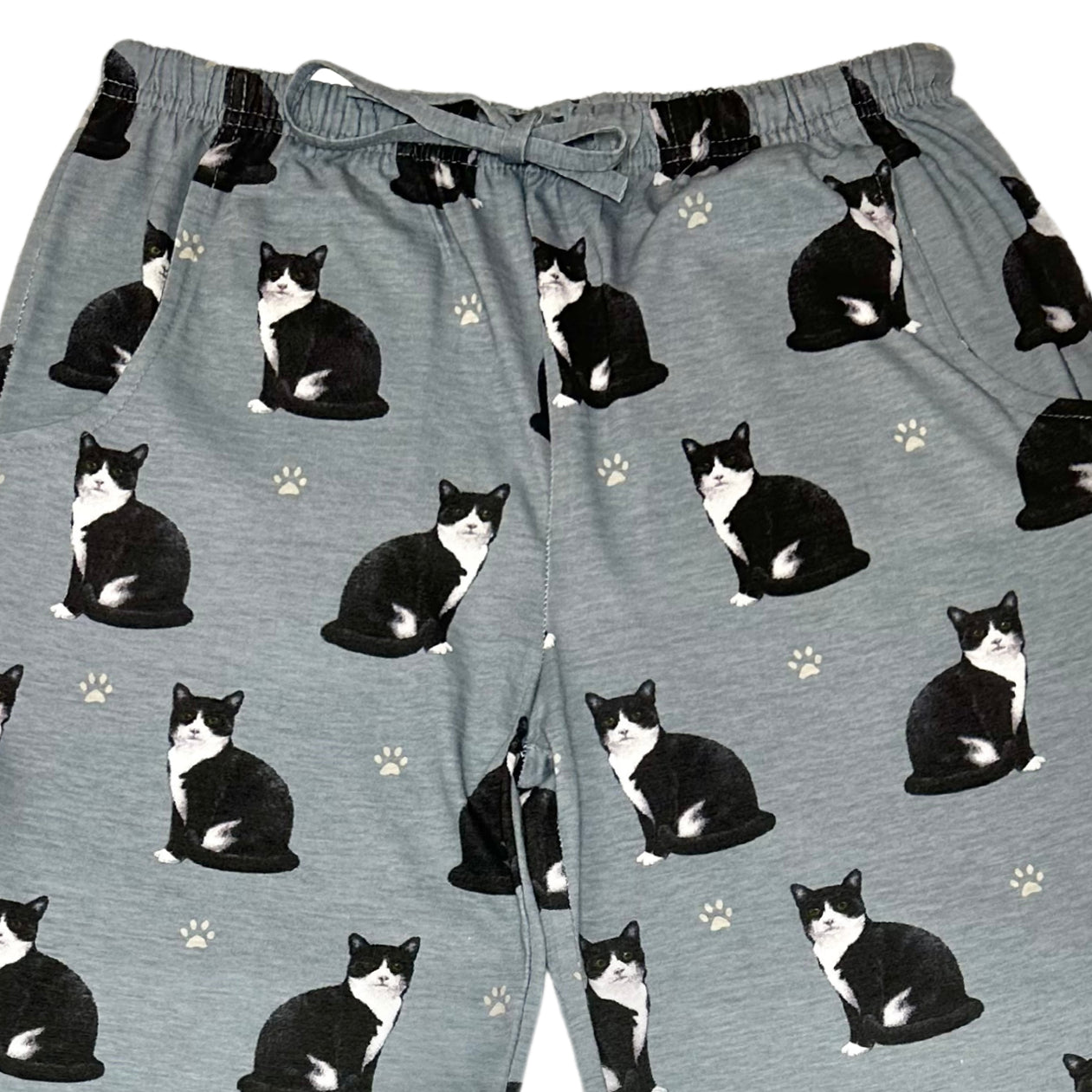 Black and White Cat Pajama Bottoms - Unisex Cotton Blend PJs