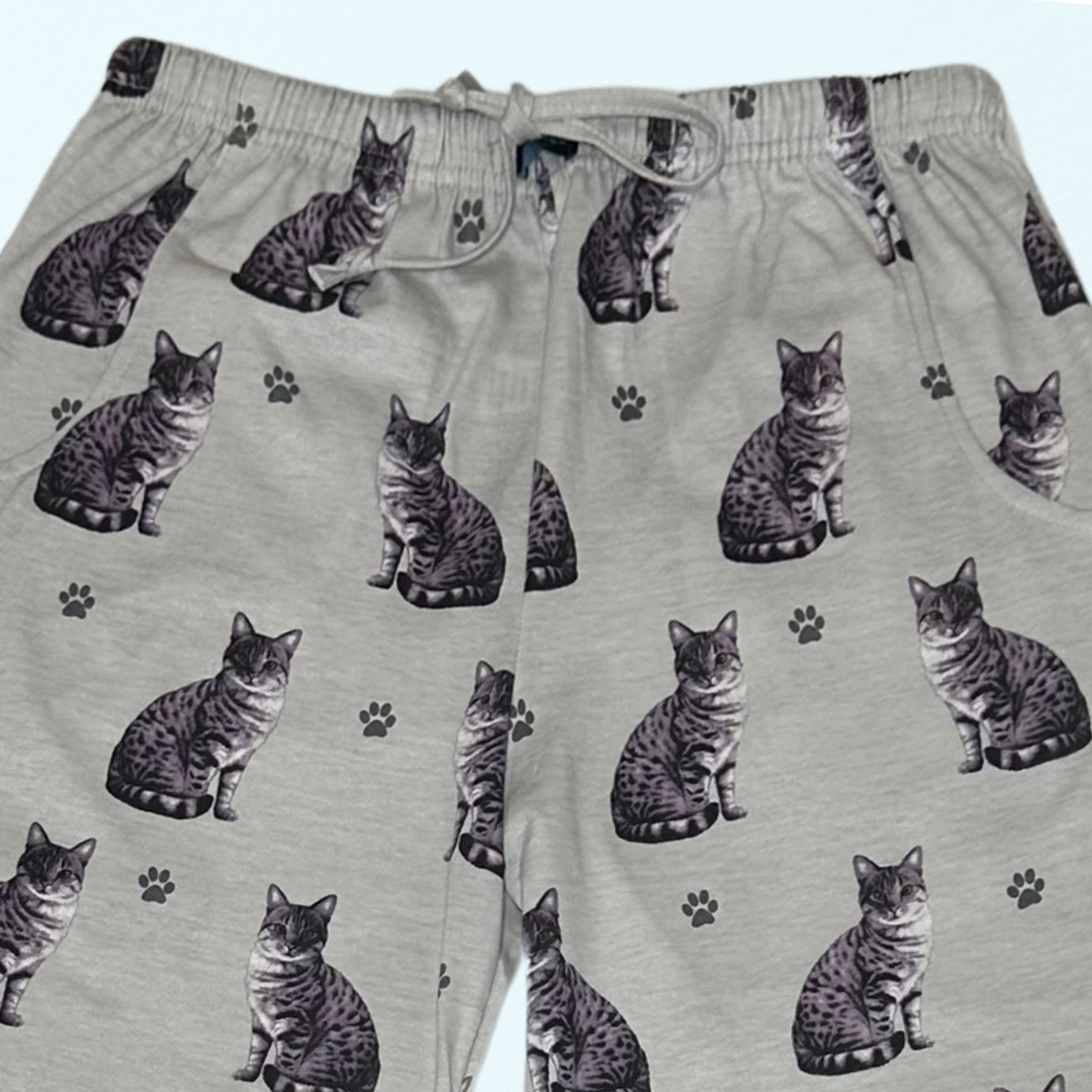 Tabby Cat Pajama Bottoms - Unisex Cotton Blend PJs
