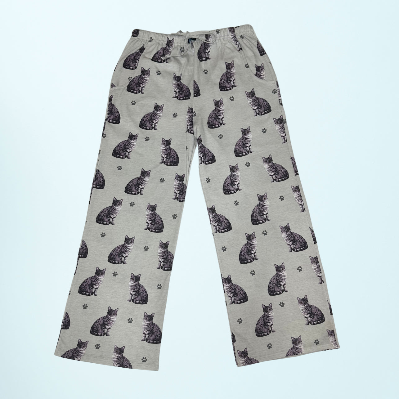 Tabby Cat Pajama Bottoms - Unisex Cotton Blend PJs
