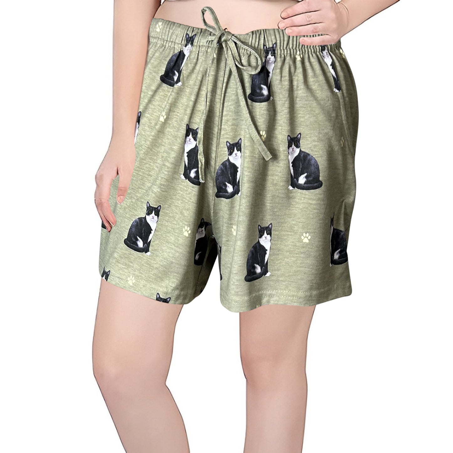 Black and White Cat Shorts